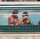 Jennifer Aniston in pool with dude @ Mandarin Oriental Hotel in Miami