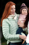 Marcia Cross in Santa Monica with one of her twin daughters